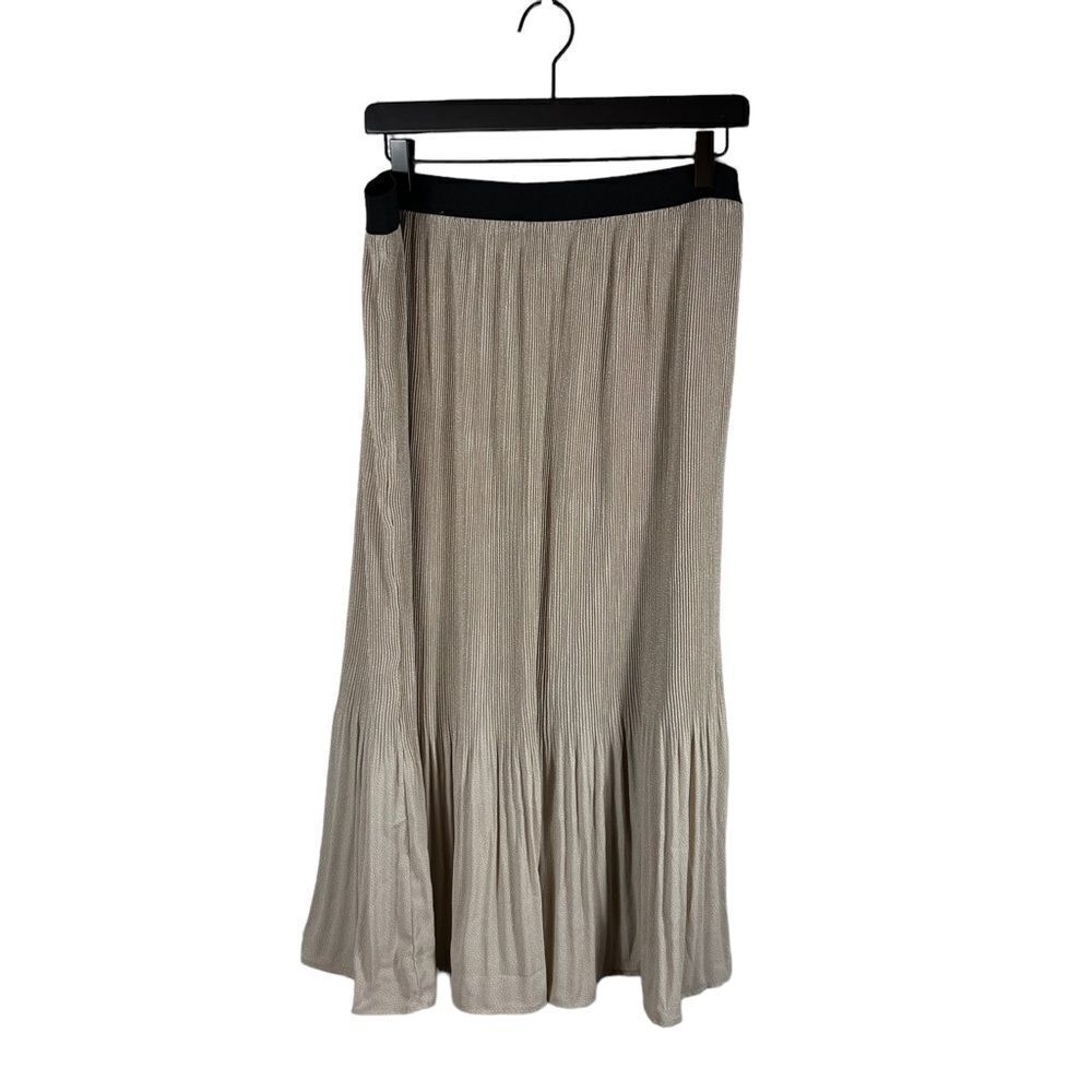 Adrianna Papell Knife Pleated Micro Dot Midi Aline Skirt